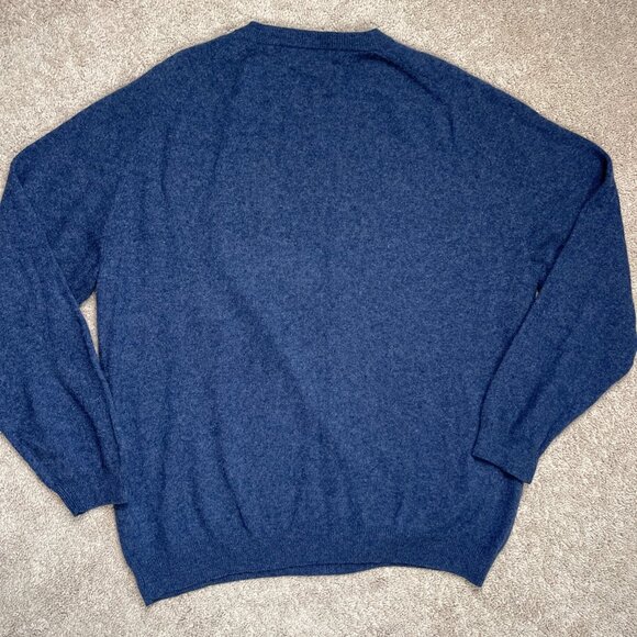 Field Gear Sweater Mens XXL Blue 100% Cashmere Classic Minimalist Luxury Soft - Picture 5 of 5